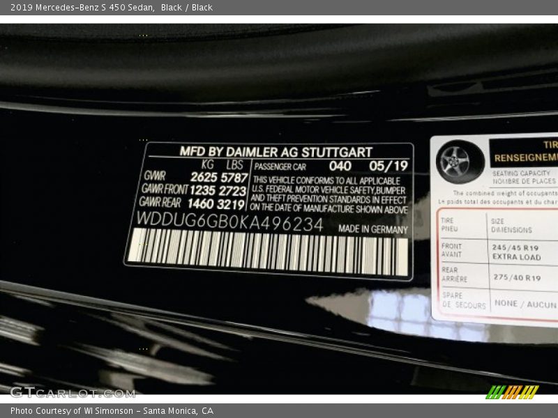 Black / Black 2019 Mercedes-Benz S 450 Sedan