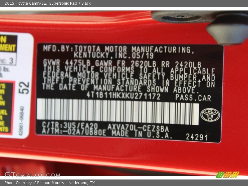 Supersonic Red / Black 2019 Toyota Camry SE