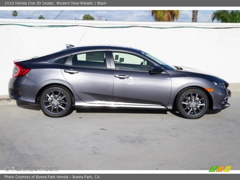 Modern Steel Metallic / Black 2019 Honda Civic EX Sedan