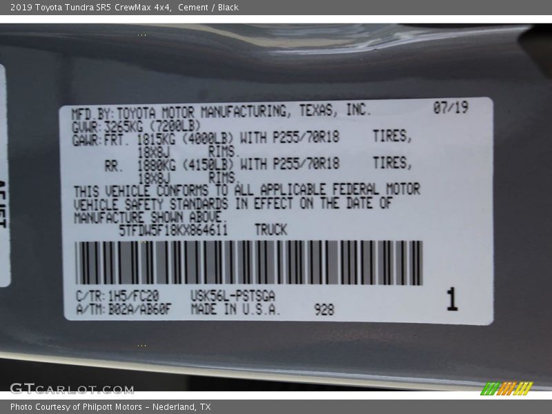 Cement / Black 2019 Toyota Tundra SR5 CrewMax 4x4