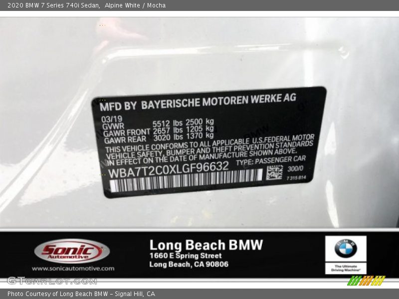 Alpine White / Mocha 2020 BMW 7 Series 740i Sedan