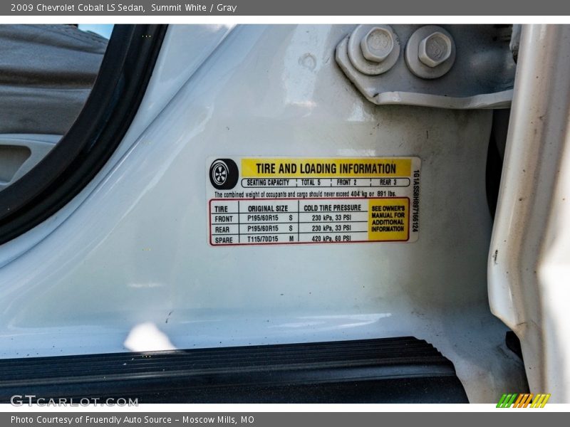 Summit White / Gray 2009 Chevrolet Cobalt LS Sedan