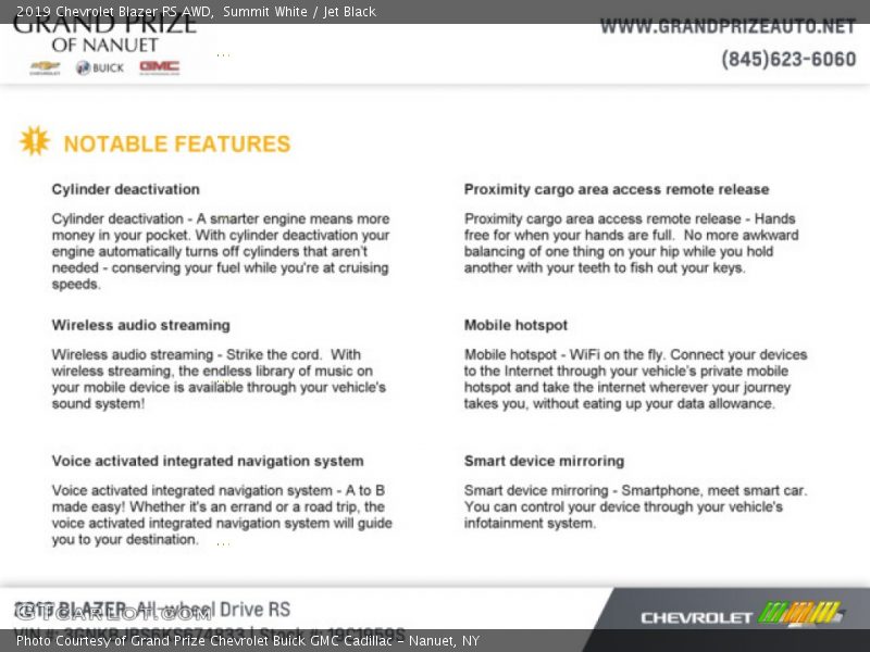 Summit White / Jet Black 2019 Chevrolet Blazer RS AWD