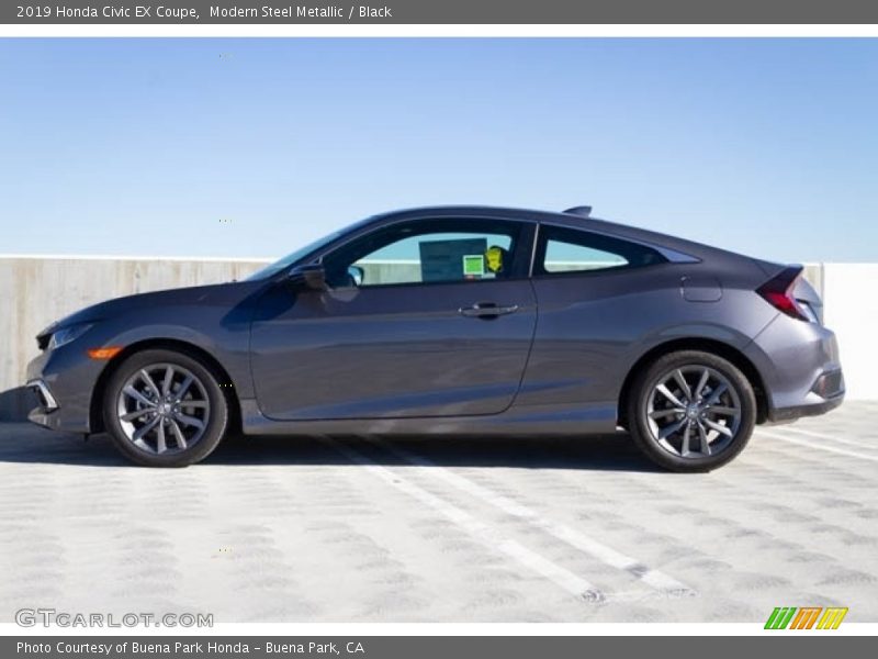 Modern Steel Metallic / Black 2019 Honda Civic EX Coupe