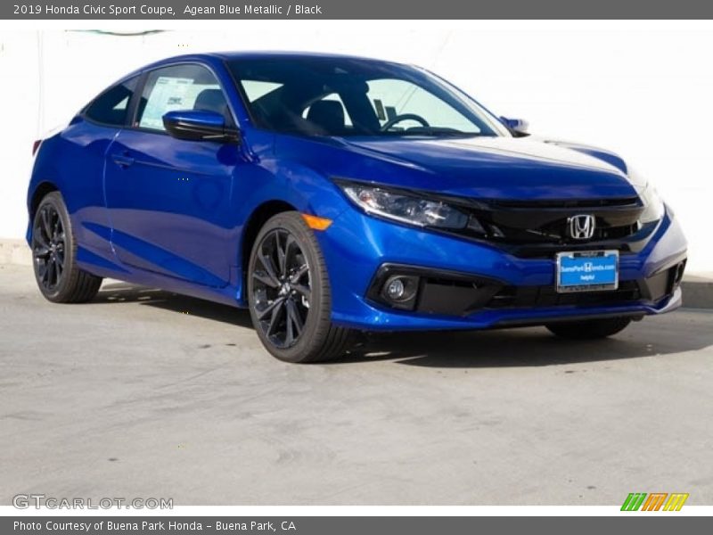 Agean Blue Metallic / Black 2019 Honda Civic Sport Coupe