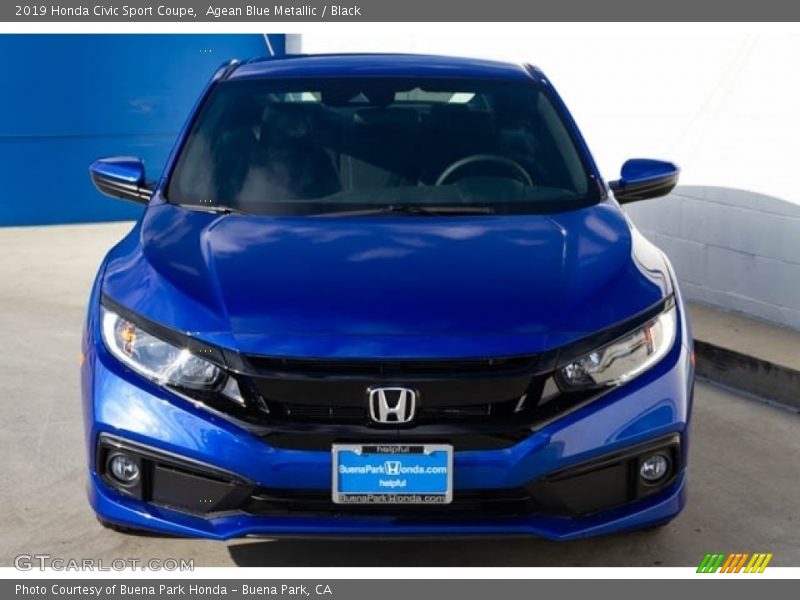 Agean Blue Metallic / Black 2019 Honda Civic Sport Coupe