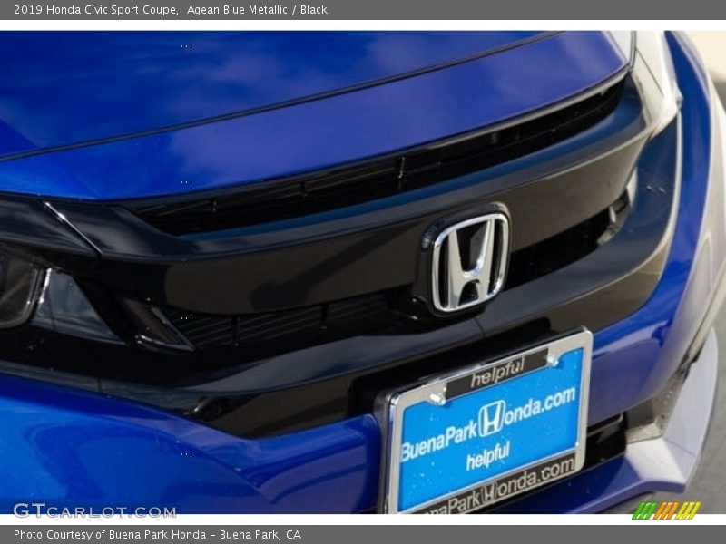 Agean Blue Metallic / Black 2019 Honda Civic Sport Coupe