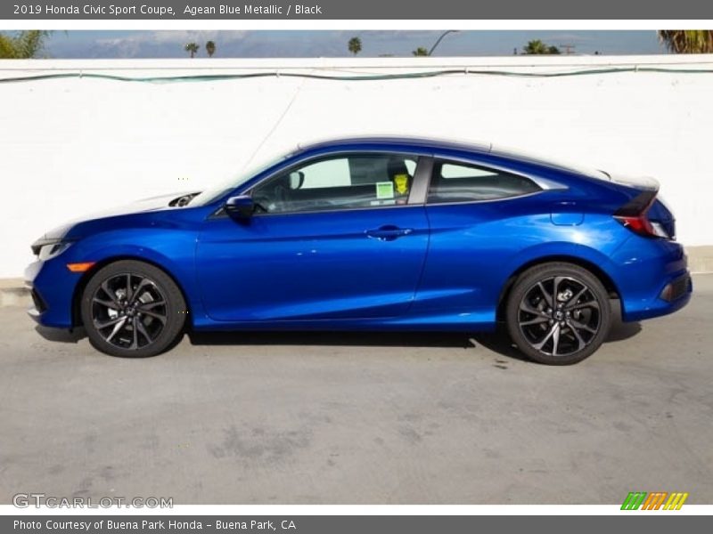 Agean Blue Metallic / Black 2019 Honda Civic Sport Coupe