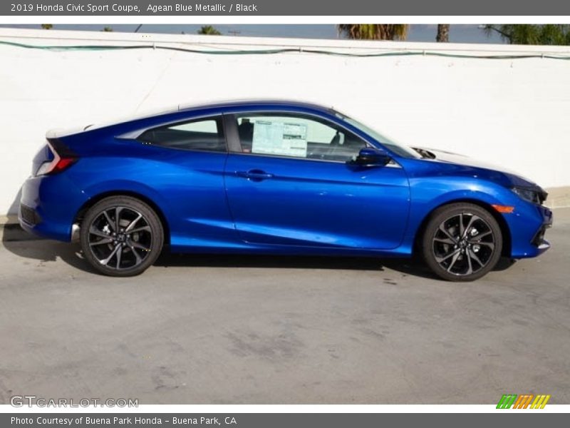 Agean Blue Metallic / Black 2019 Honda Civic Sport Coupe