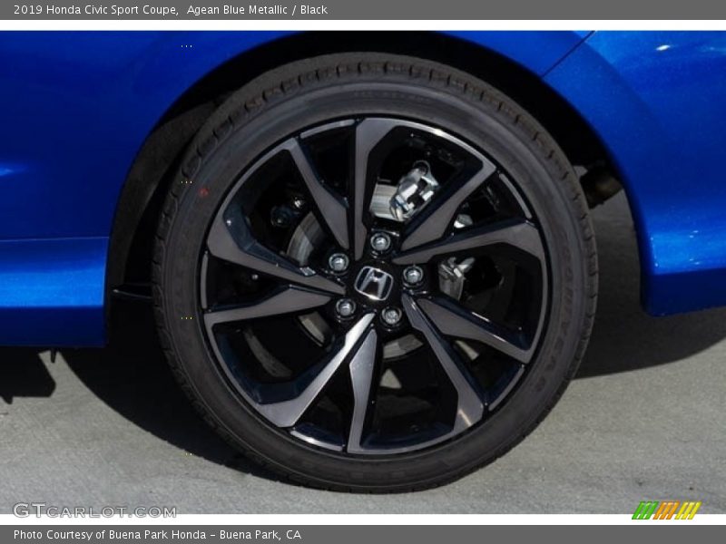 Agean Blue Metallic / Black 2019 Honda Civic Sport Coupe