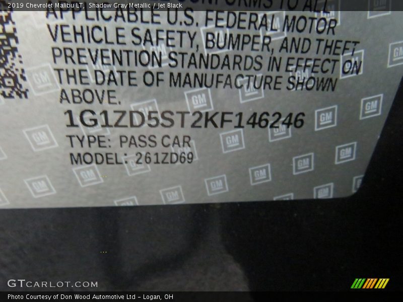 Shadow Gray Metallic / Jet Black 2019 Chevrolet Malibu LT