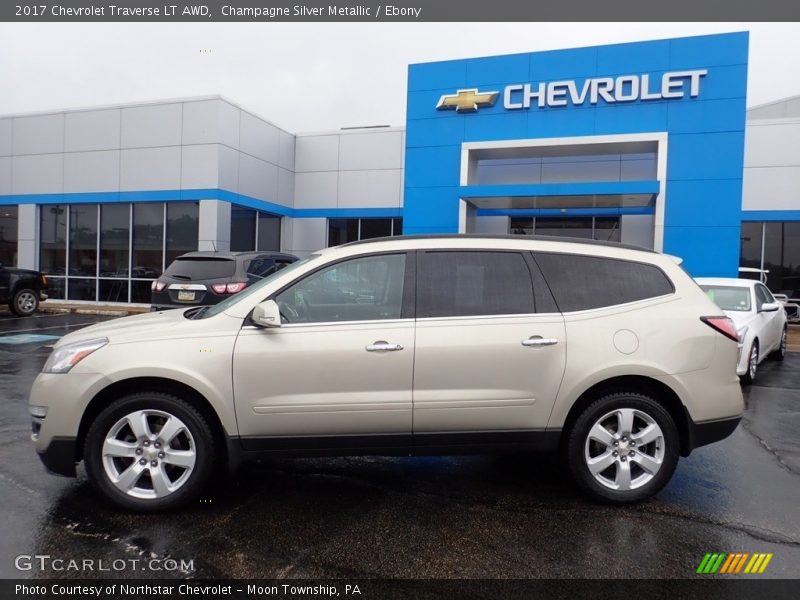 Champagne Silver Metallic / Ebony 2017 Chevrolet Traverse LT AWD