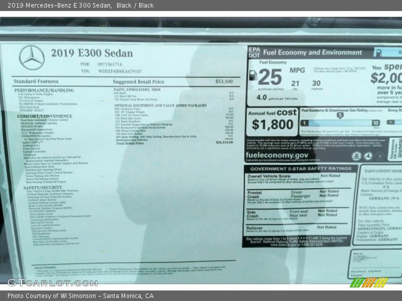 Black / Black 2019 Mercedes-Benz E 300 Sedan