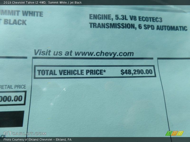 Summit White / Jet Black 2019 Chevrolet Tahoe LS 4WD