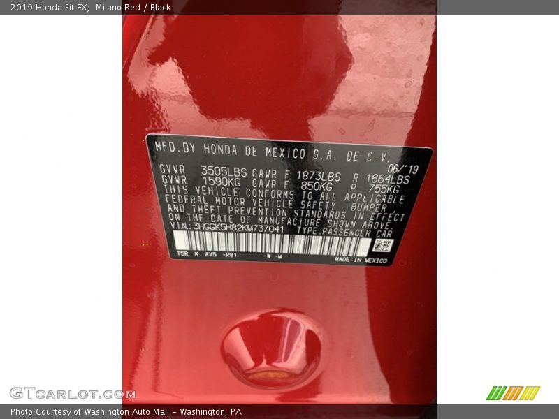 Milano Red / Black 2019 Honda Fit EX