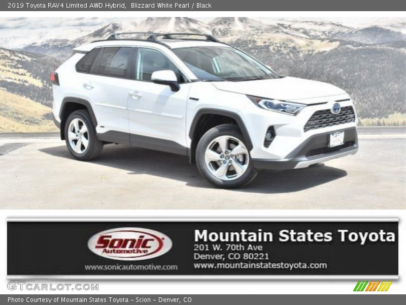 Blizzard White Pearl / Black 2019 Toyota RAV4 Limited AWD Hybrid