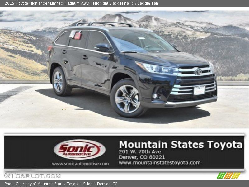 Midnight Black Metallic / Saddle Tan 2019 Toyota Highlander Limited Platinum AWD