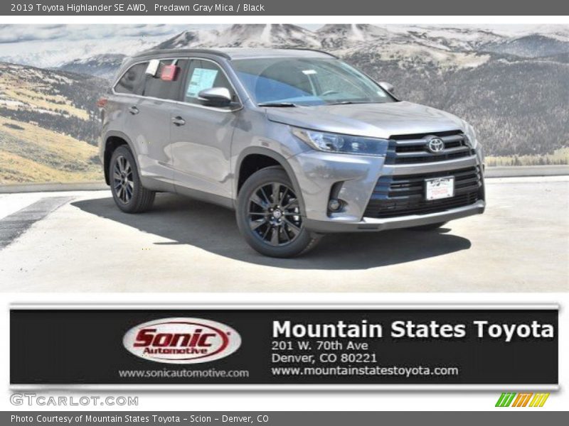 Predawn Gray Mica / Black 2019 Toyota Highlander SE AWD