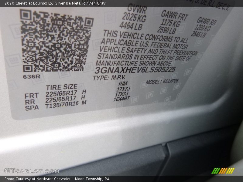 Silver Ice Metallic / Ash Gray 2020 Chevrolet Equinox LS