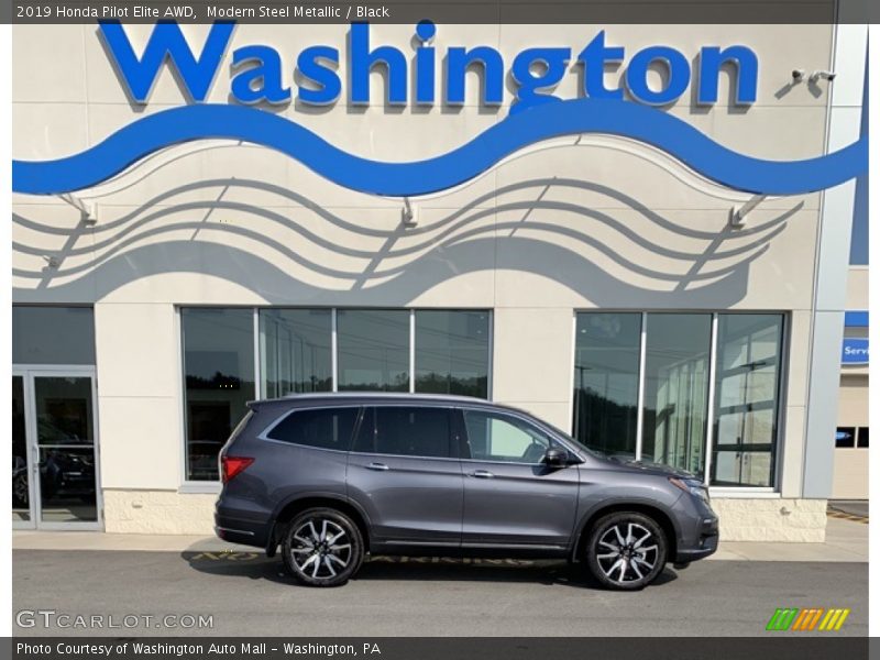 Modern Steel Metallic / Black 2019 Honda Pilot Elite AWD