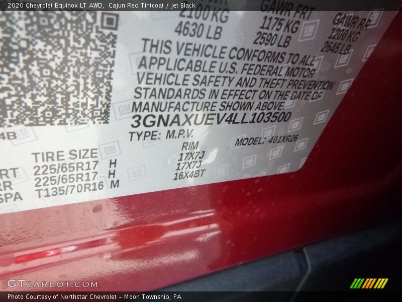 Cajun Red Tintcoat / Jet Black 2020 Chevrolet Equinox LT AWD