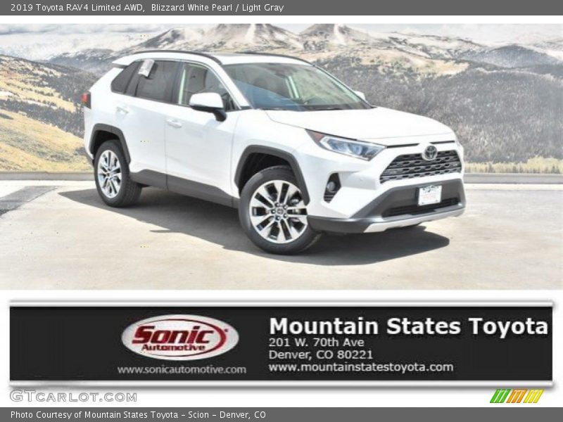 Blizzard White Pearl / Light Gray 2019 Toyota RAV4 Limited AWD