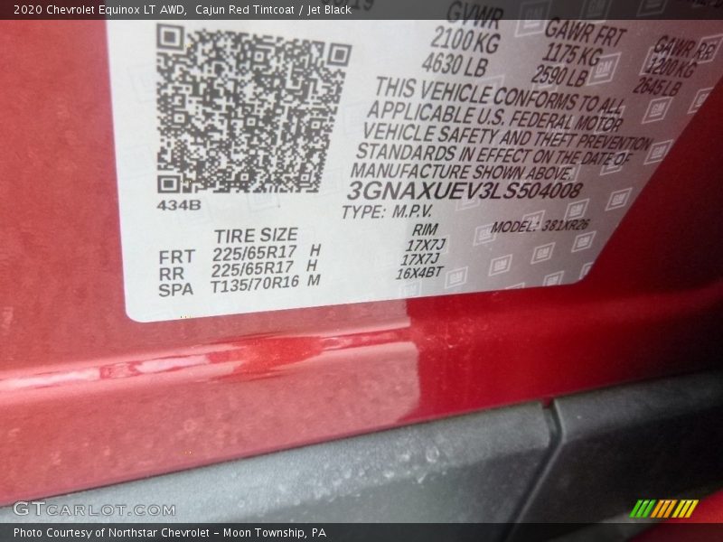 Cajun Red Tintcoat / Jet Black 2020 Chevrolet Equinox LT AWD