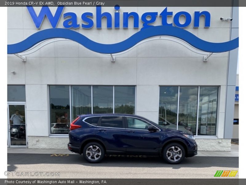 Obsidian Blue Pearl / Gray 2019 Honda CR-V EX AWD