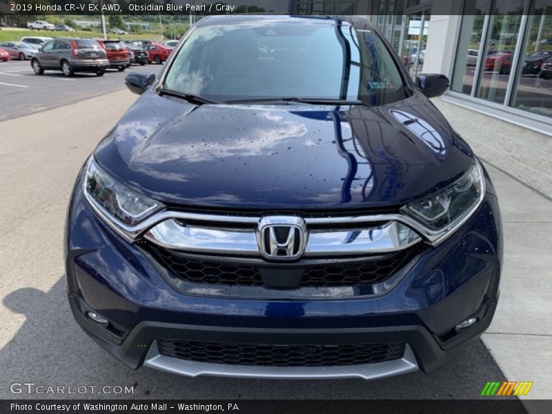 Obsidian Blue Pearl / Gray 2019 Honda CR-V EX AWD