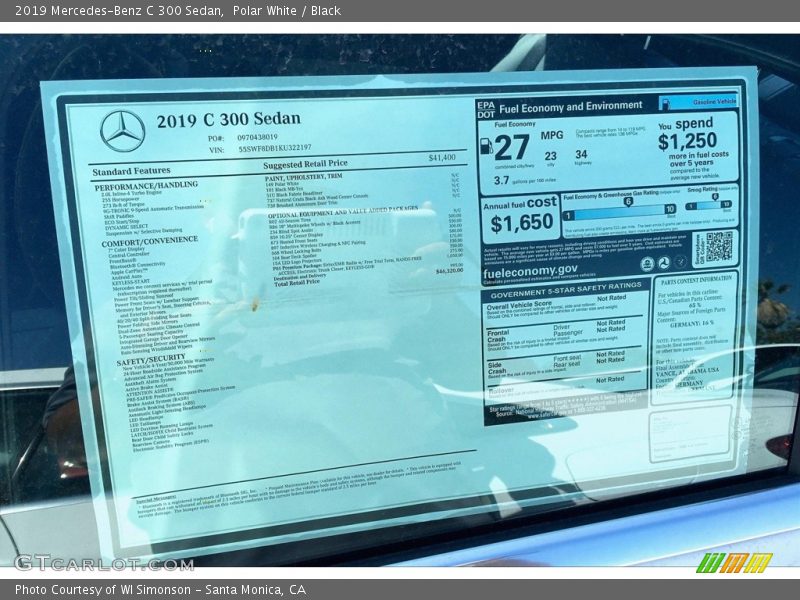 Polar White / Black 2019 Mercedes-Benz C 300 Sedan