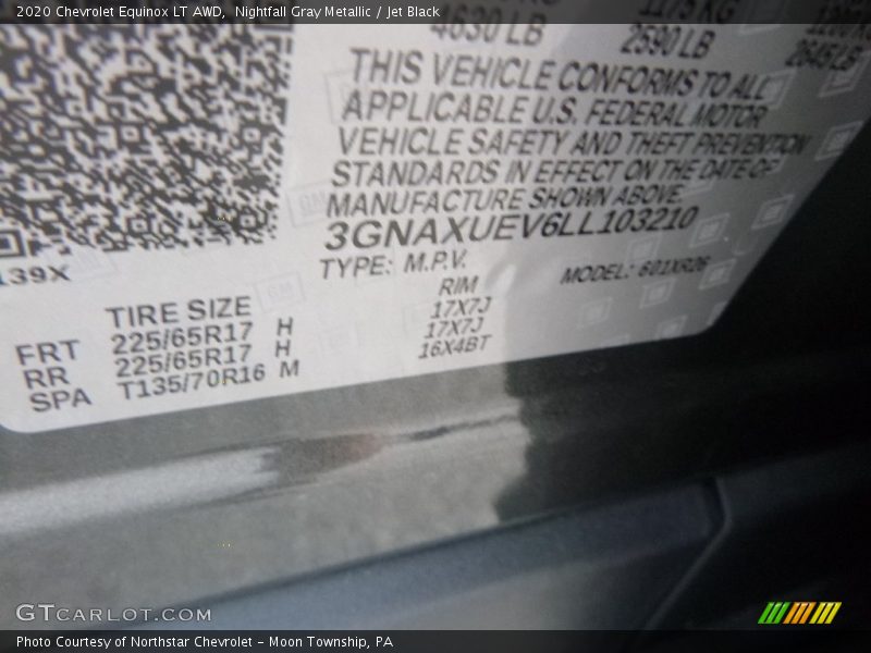 Nightfall Gray Metallic / Jet Black 2020 Chevrolet Equinox LT AWD