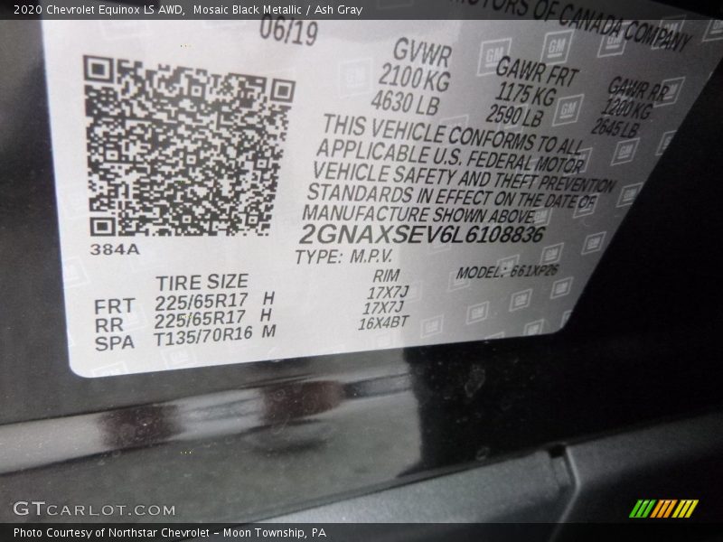 Mosaic Black Metallic / Ash Gray 2020 Chevrolet Equinox LS AWD