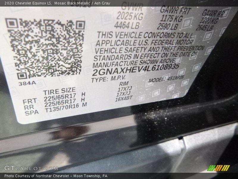 Mosaic Black Metallic / Ash Gray 2020 Chevrolet Equinox LS