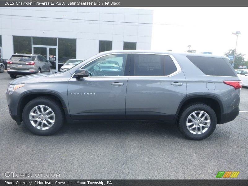 Satin Steel Metallic / Jet Black 2019 Chevrolet Traverse LS AWD