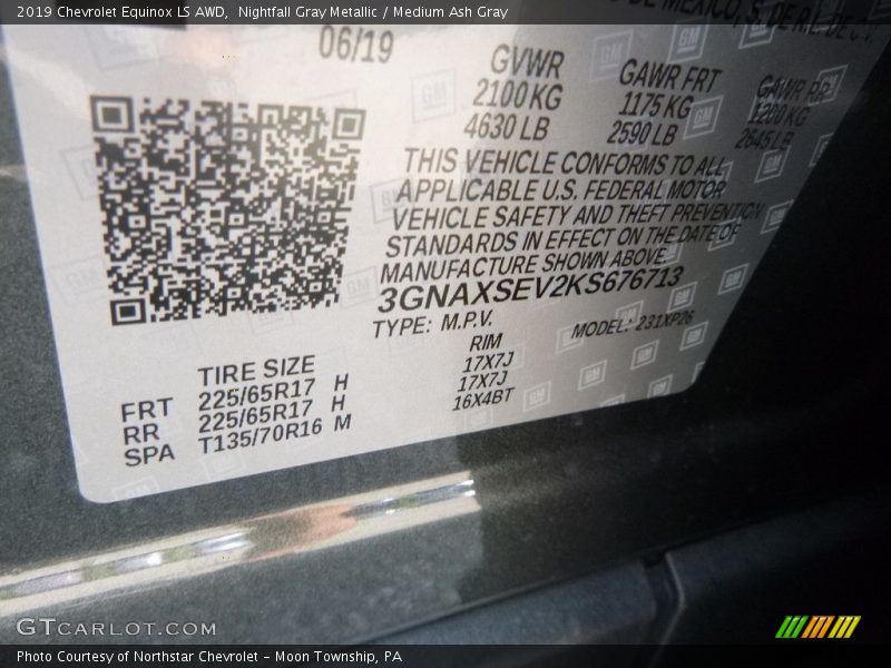Nightfall Gray Metallic / Medium Ash Gray 2019 Chevrolet Equinox LS AWD