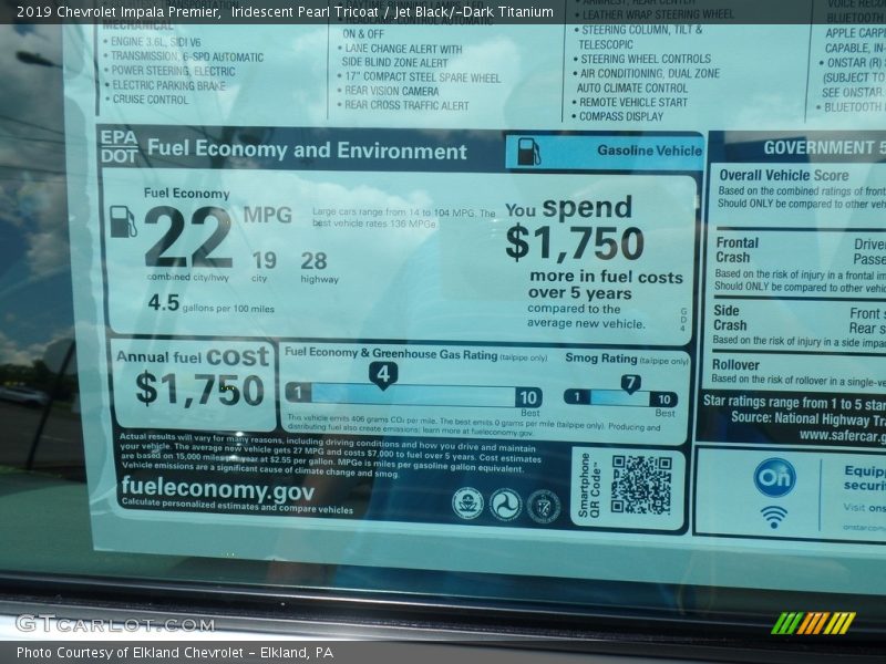 Iridescent Pearl Tricoat / Jet Black/­Dark Titanium 2019 Chevrolet Impala Premier
