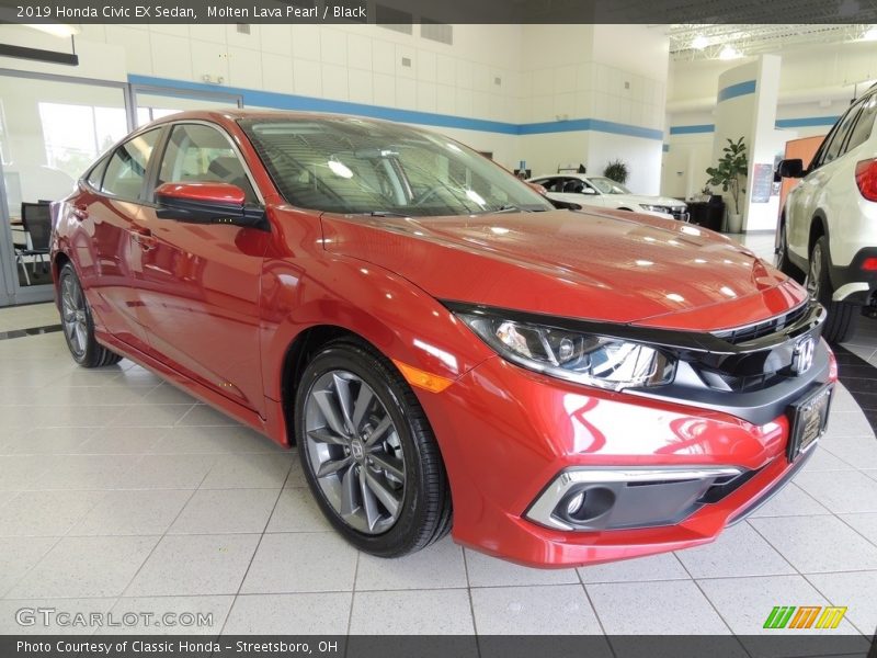 Molten Lava Pearl / Black 2019 Honda Civic EX Sedan