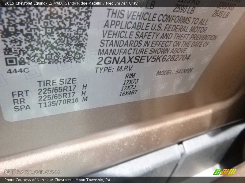 Sandy Ridge Metallic / Medium Ash Gray 2019 Chevrolet Equinox LS AWD
