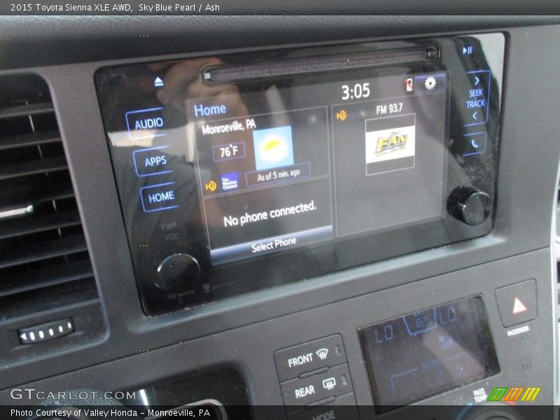Sky Blue Pearl / Ash 2015 Toyota Sienna XLE AWD