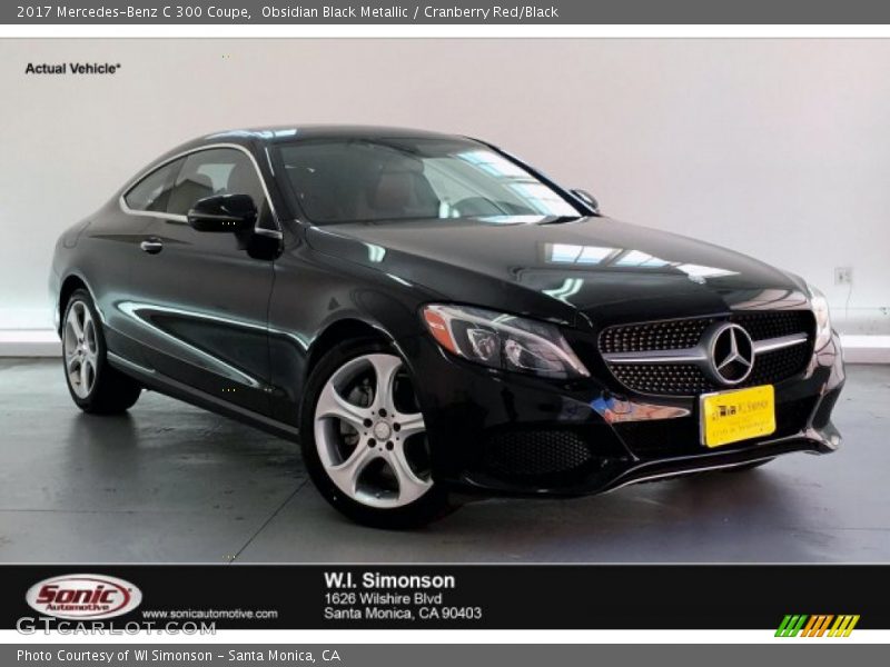 Obsidian Black Metallic / Cranberry Red/Black 2017 Mercedes-Benz C 300 Coupe