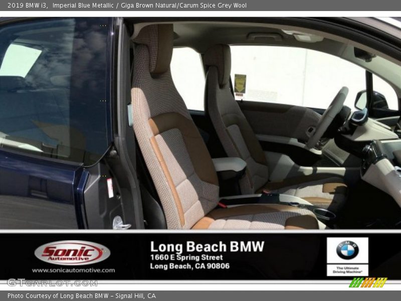 Imperial Blue Metallic / Giga Brown Natural/Carum Spice Grey Wool 2019 BMW i3