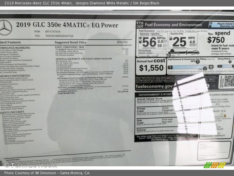 designo Diamond White Metallic / Silk Beige/Black 2019 Mercedes-Benz GLC 350e 4Matic
