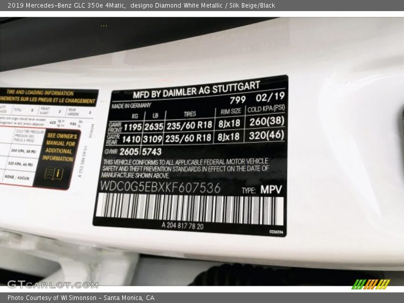 designo Diamond White Metallic / Silk Beige/Black 2019 Mercedes-Benz GLC 350e 4Matic