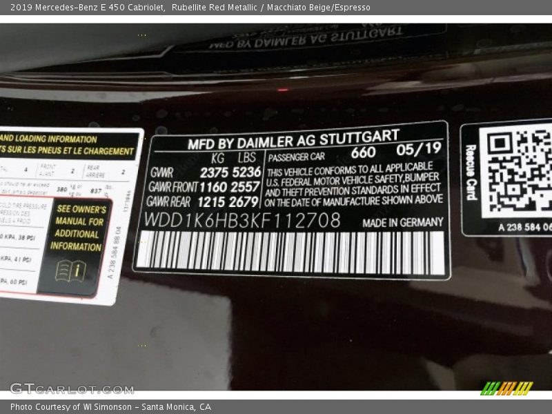 Rubellite Red Metallic / Macchiato Beige/Espresso 2019 Mercedes-Benz E 450 Cabriolet