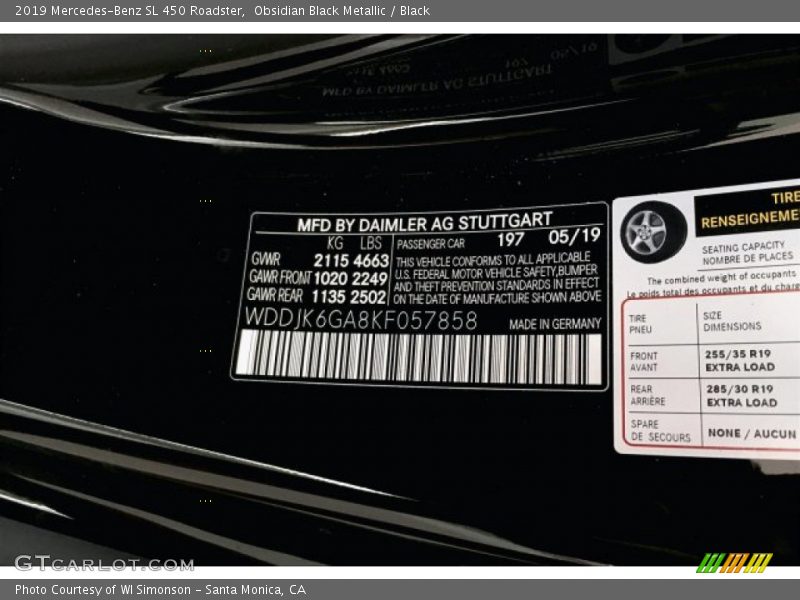 Obsidian Black Metallic / Black 2019 Mercedes-Benz SL 450 Roadster