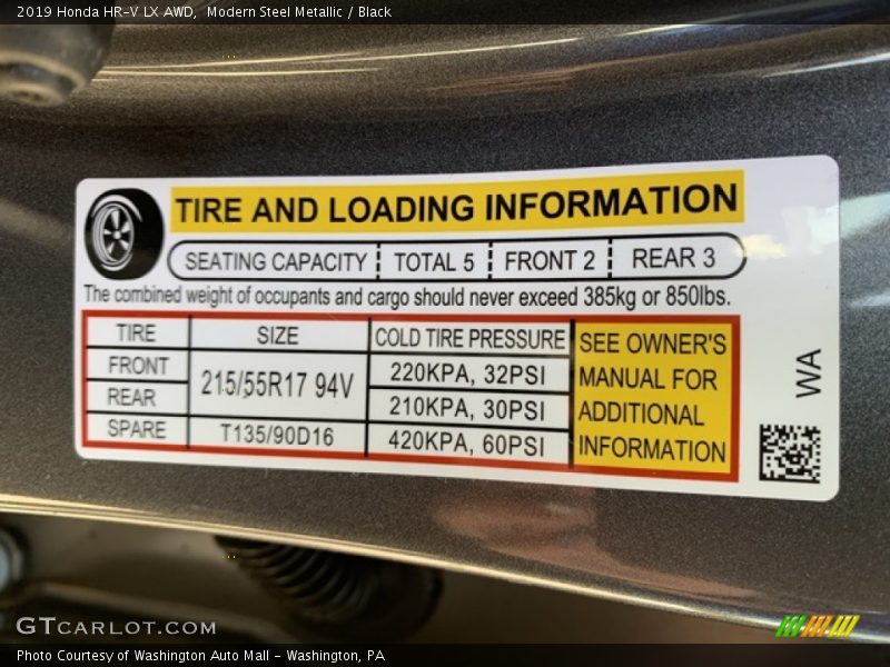 Modern Steel Metallic / Black 2019 Honda HR-V LX AWD
