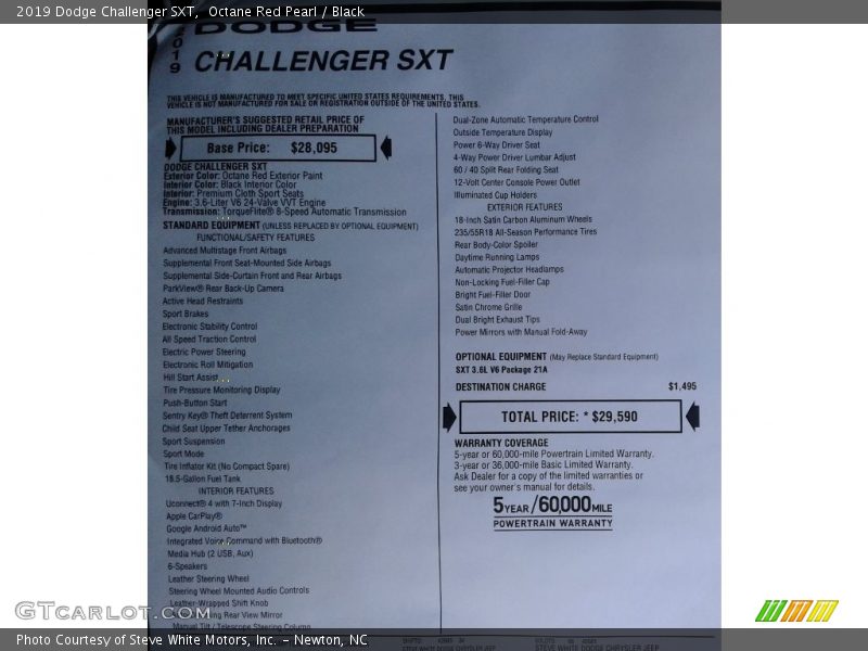 Octane Red Pearl / Black 2019 Dodge Challenger SXT