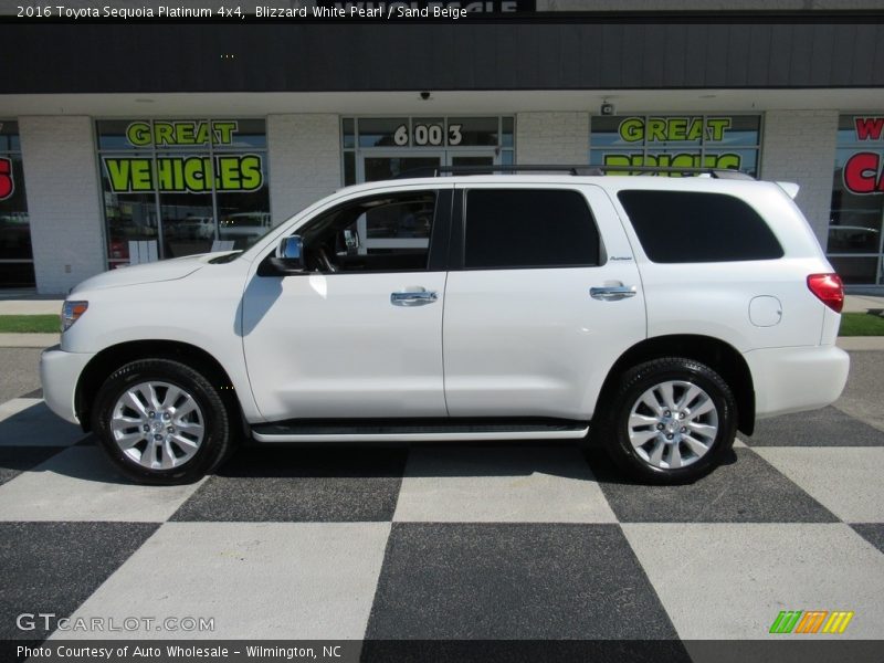 Blizzard White Pearl / Sand Beige 2016 Toyota Sequoia Platinum 4x4