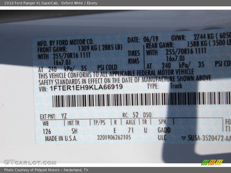 Oxford White / Ebony 2019 Ford Ranger XL SuperCab