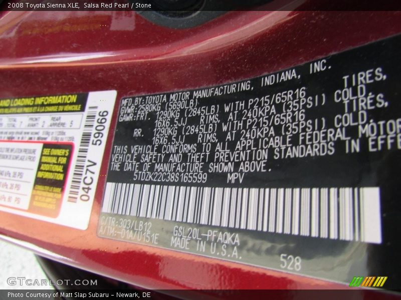 Salsa Red Pearl / Stone 2008 Toyota Sienna XLE